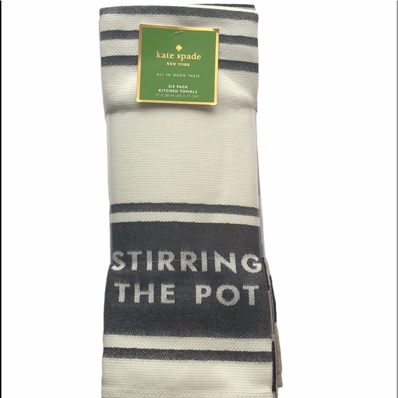 LAST BLACK‼️Kate Spade Kitchen Towel Set 6 Black - Picture 1 of 5